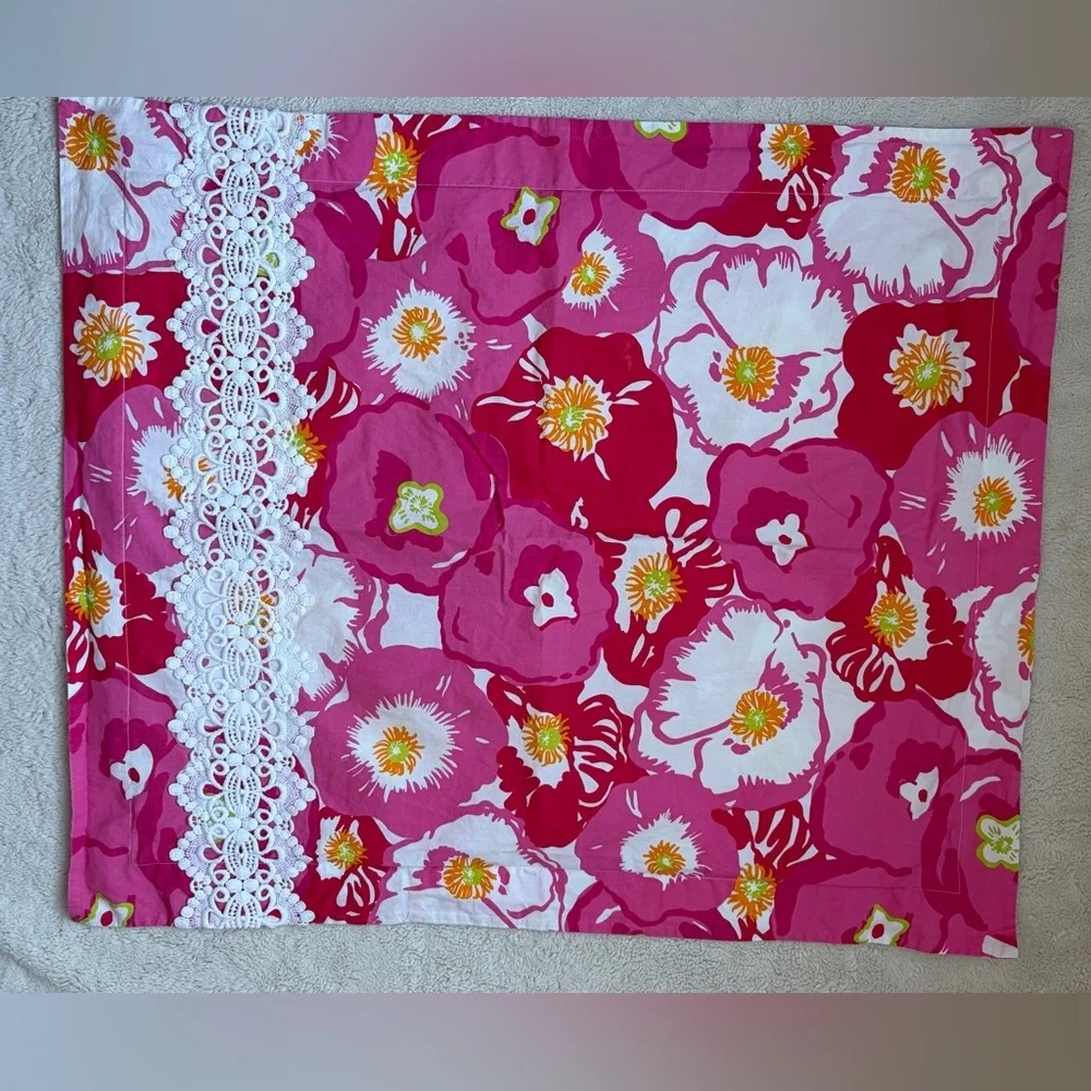 Lilly Pulitzer Garnet Hill Scarlet Begonias Tropical Floral Duvet Set Full/Queen - Picture 2 of 15